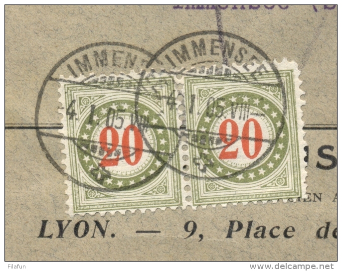 Schweiz - 1905 - 2x 20c Postage Due In Pair On Taxed Business Cover From Lyon To Immensee - Portomarken