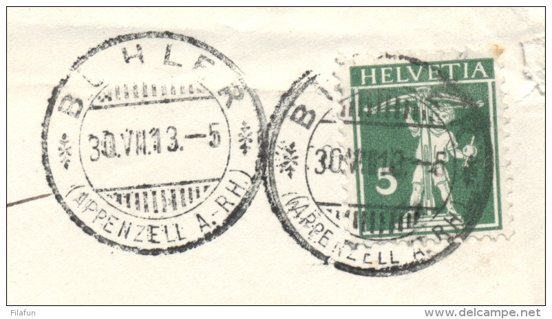 Schweiz - 1913 - 5c Postage Due On Taxed Cover From Buhler To Thüsis - Strafportzegels