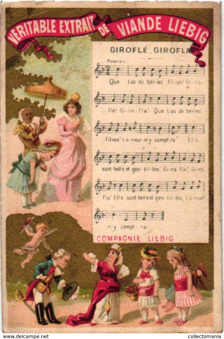 0067 LIEBIG's Nr67 -  8 Litho Chromos 11c5X8cm, Chansons Music Notes,  VERY RARE Complete Set Anno 1875 - Liebig