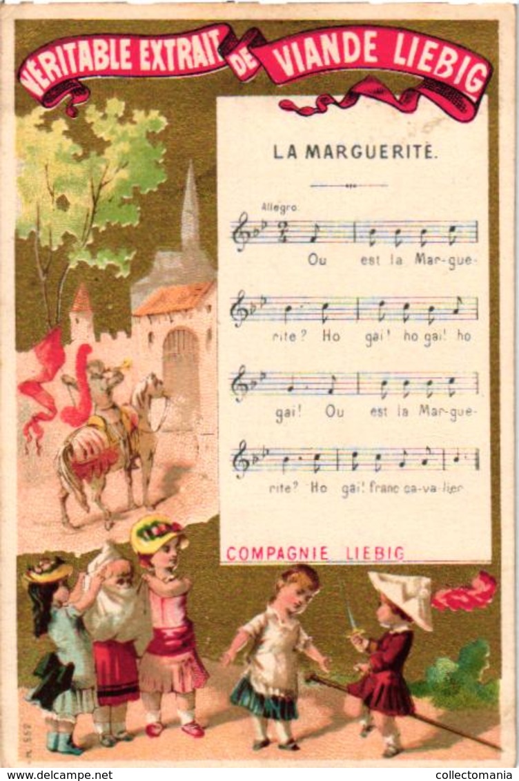 0067 LIEBIG's Nr67 -  8 Litho Chromos 11c5X8cm, Chansons Music Notes,  VERY RARE Complete Set Anno 1875 - Liebig