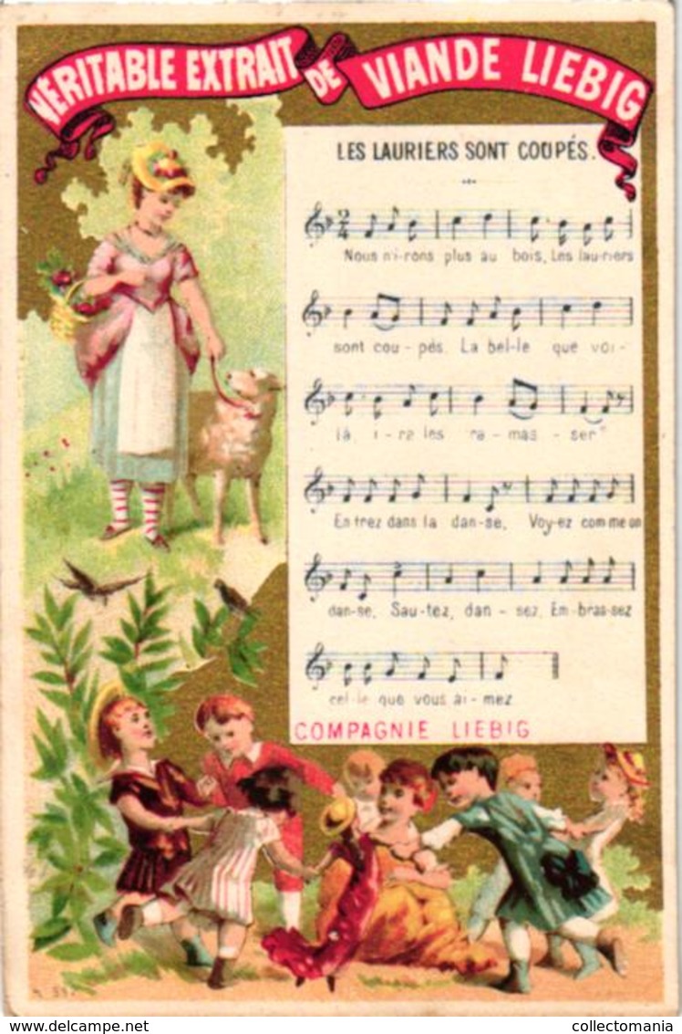 0067 LIEBIG's nr67 -  8 litho chromos 11c5X8cm, chansons music notes,  VERY RARE complete set anno 1875