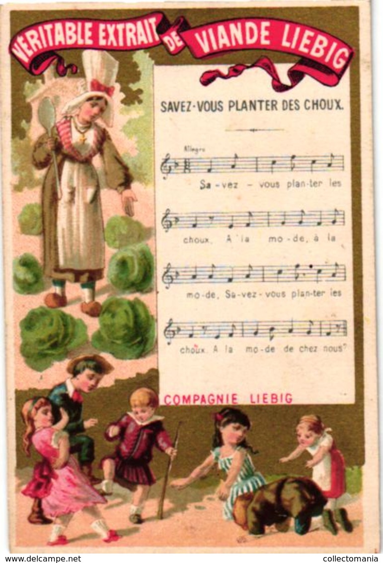 0067 LIEBIG's nr67 -  8 litho chromos 11c5X8cm, chansons music notes,  VERY RARE complete set anno 1875