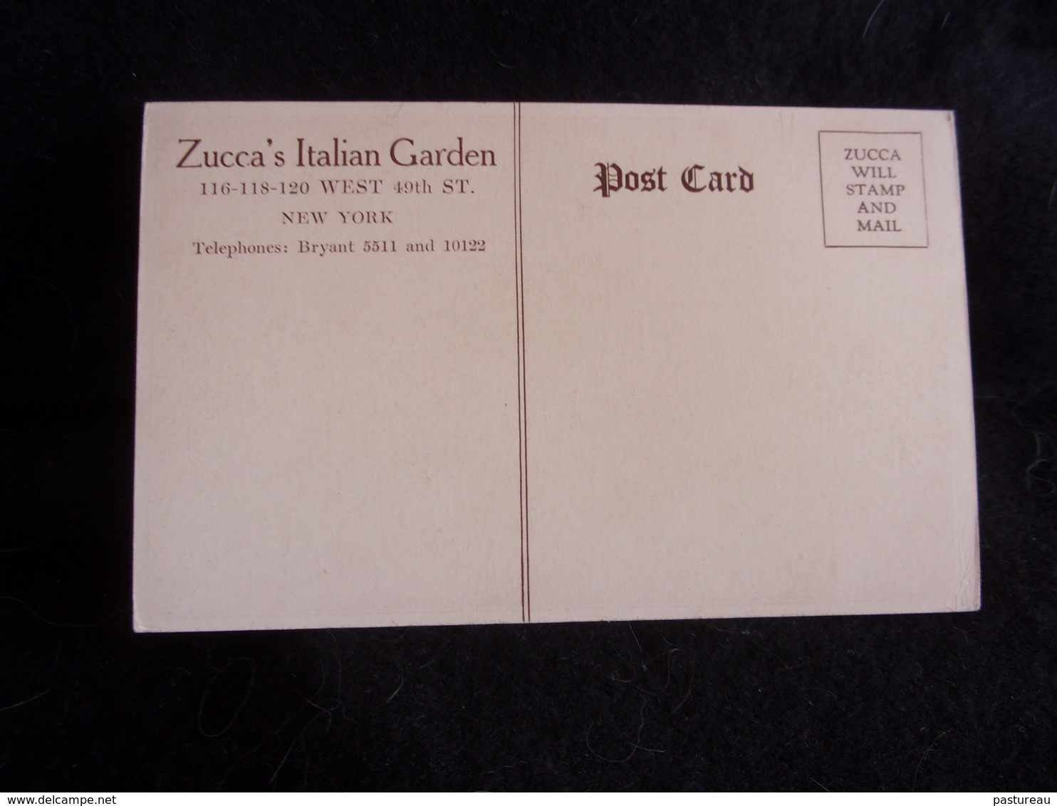 Etats - Unis .New York City .Zucca ' S Italian Garden.Voir 2 Scans . - Bar, Alberghi & Ristoranti