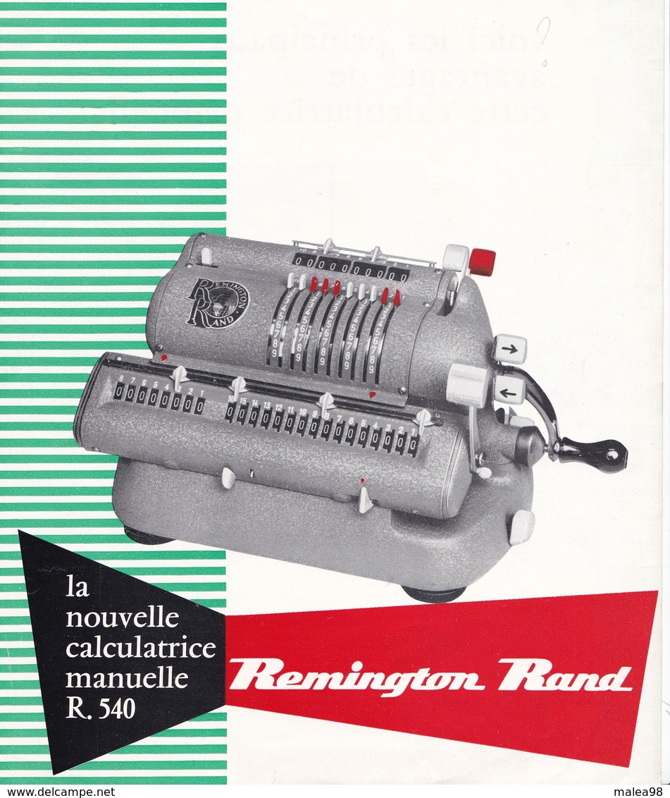 PUB,,,,,REMINGTON  RAND ,,,,LA NOUVELLE CALCULATRICE  MANUELLE  R.  540 - Publicités