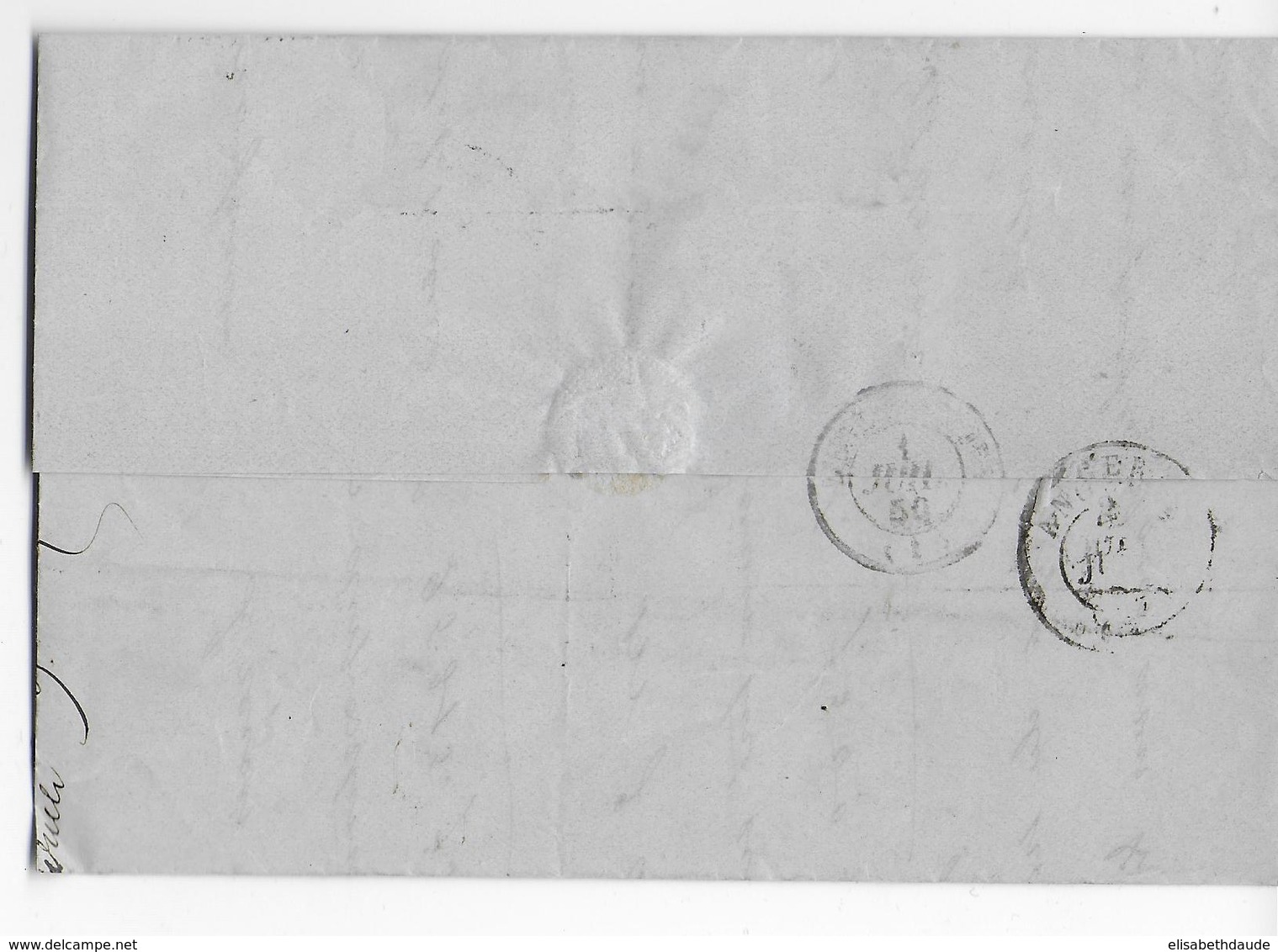 1850 - LETTRE De PARIS Avec TAXE 25 + DATEUR RARE à Cette EPOQUE. - 1849-1876: Classic Period