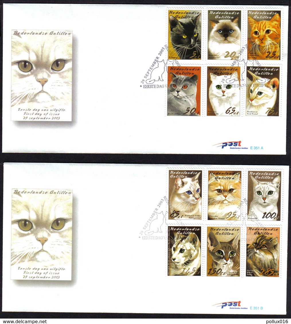 Antillen / Antilles 2003 FDC 351ab Katten Cats Katze Chat - Curaçao, Antilles Neérlandaises, Aruba