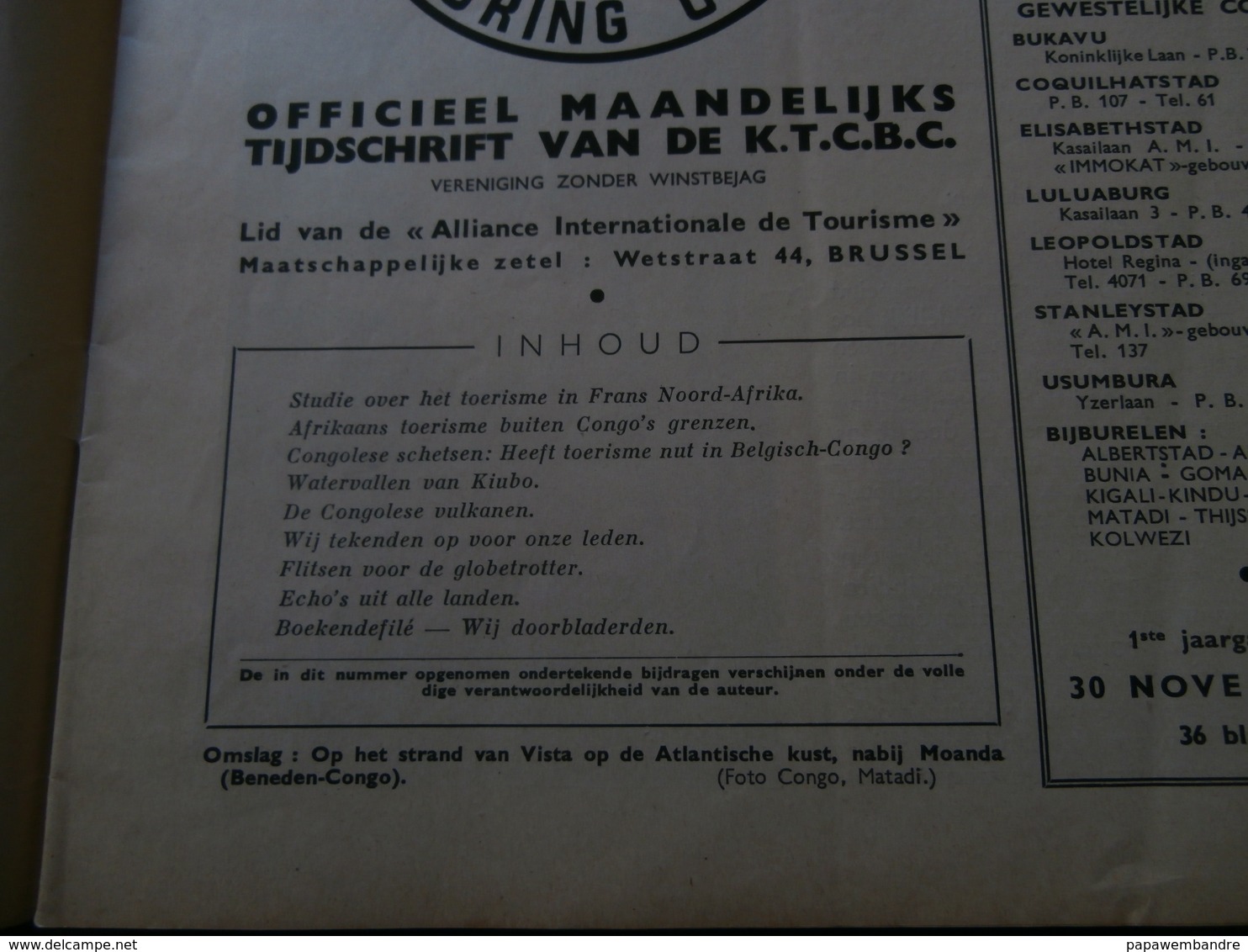 Touring Club Belgisch Congo 9 (30/11/1954) : Kiubo, Vista, Noord-Afrika, R Ravon - Autres & Non Classés
