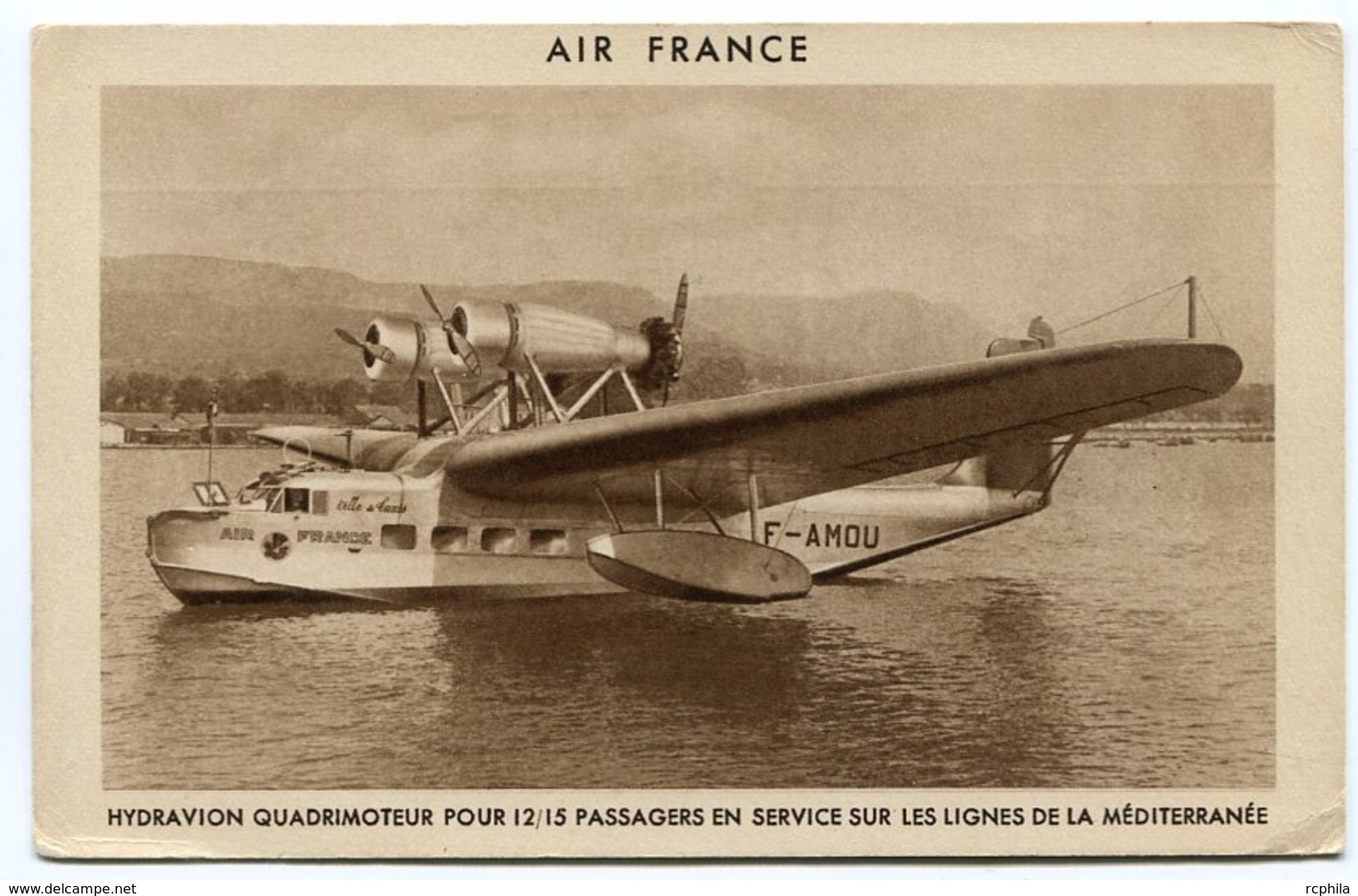 RC 8506 AIR FRANCE HYDRAVION VILLE DE TUNIS LIGNES DE LA MÉDITERRANÉE - 1946-....: Ere Moderne