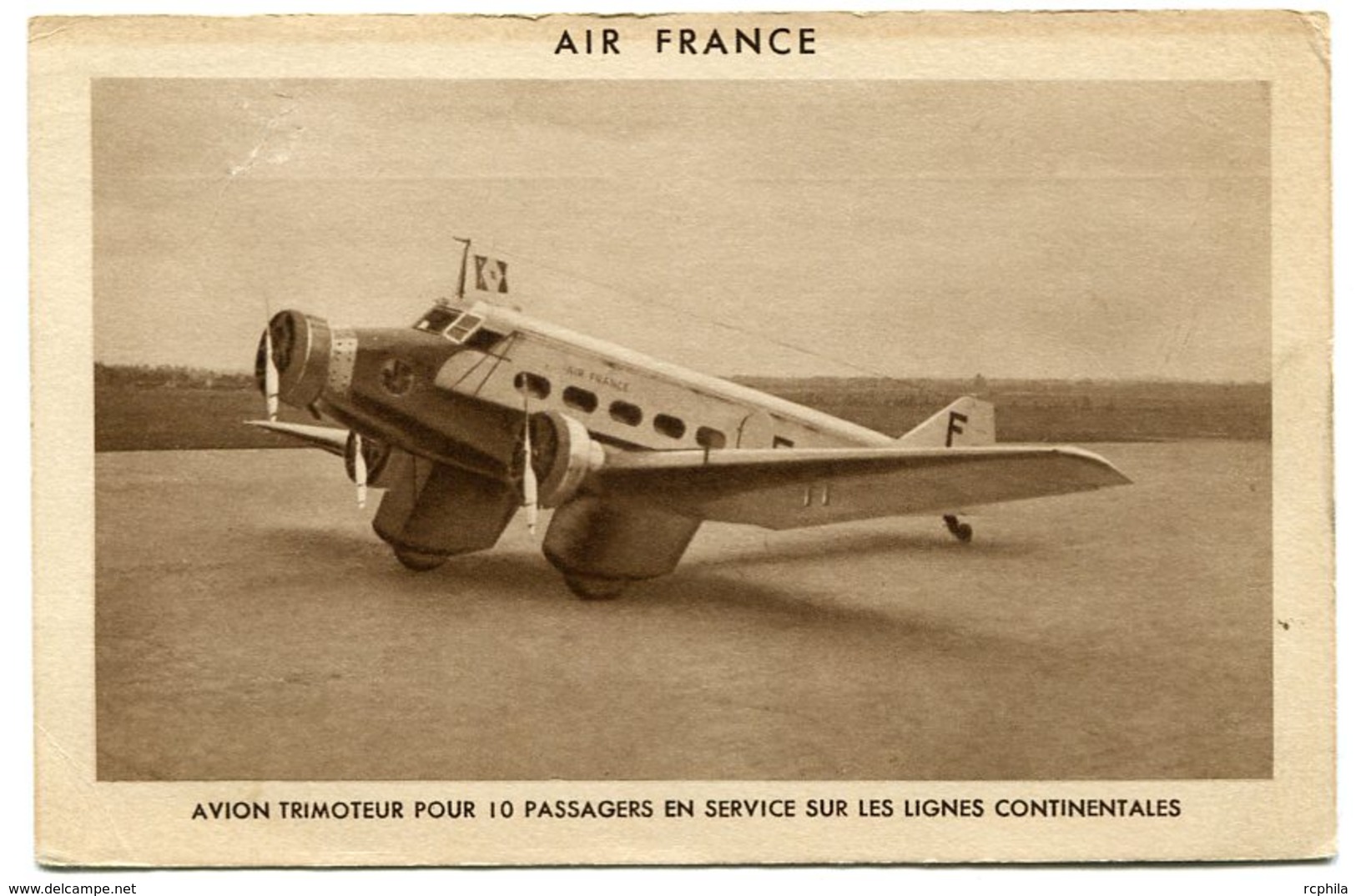 RC 8507 AIR FRANCE AVION TRIMOTEUR LIGNES CONTINENTALES CPA DATÉE D'ORAN ALGERIE 1936 - 1946-....: Moderne