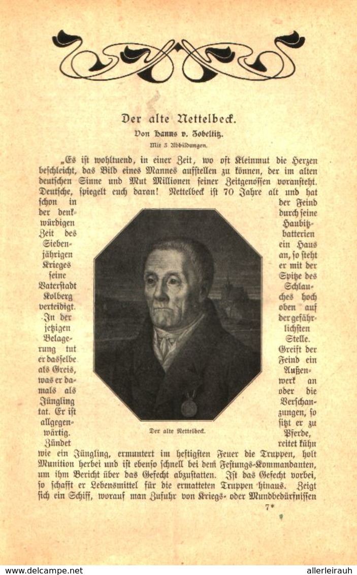 Der Alte Nettelbeck/ Artikel, Entnommen Aus Kalender / 1907 - Bücherpakete