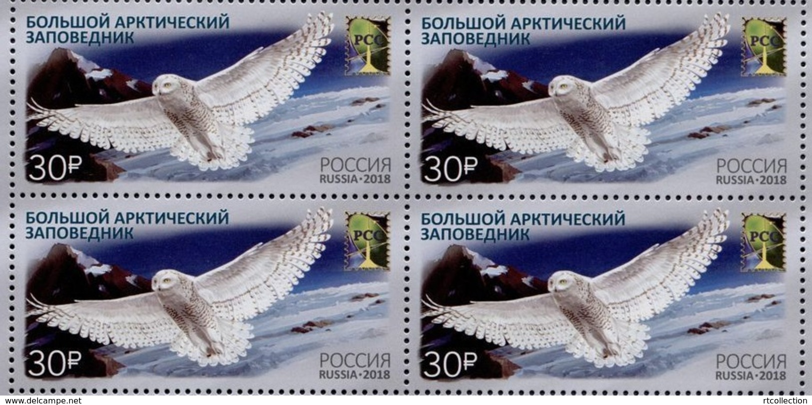 Russia 2018 Block Joint RCC Issue Nature Reserves Bubo Scandiacus Owls Birds Animals Fauna Owl Bird Stamps MNH Mi 2538 - Owls