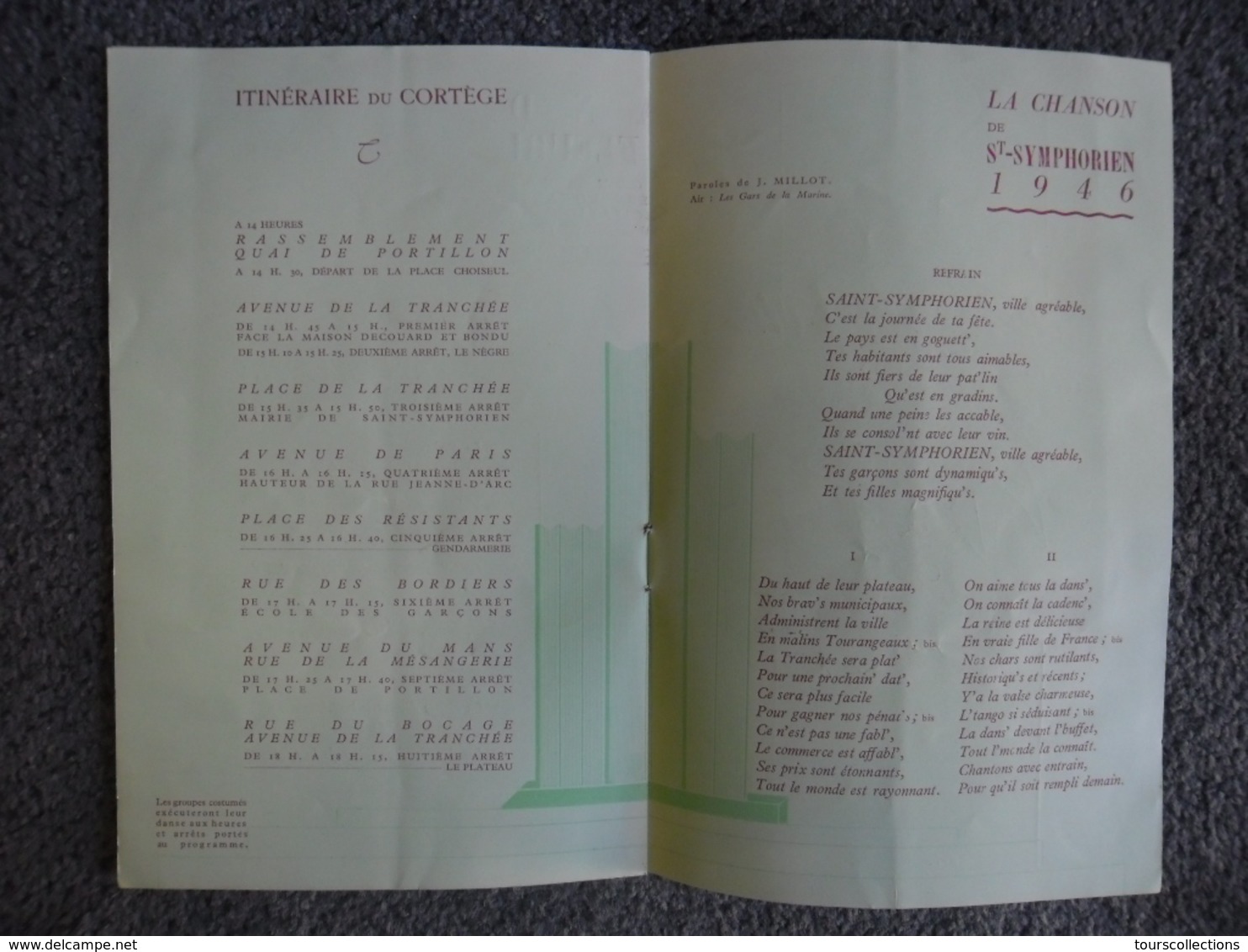 Programme Fête De La DANSE Saint Symphorien De TOURS (37) Tranchée Près Saint Cyr Le 27 Et 28 Juillet 1946 - Programmes