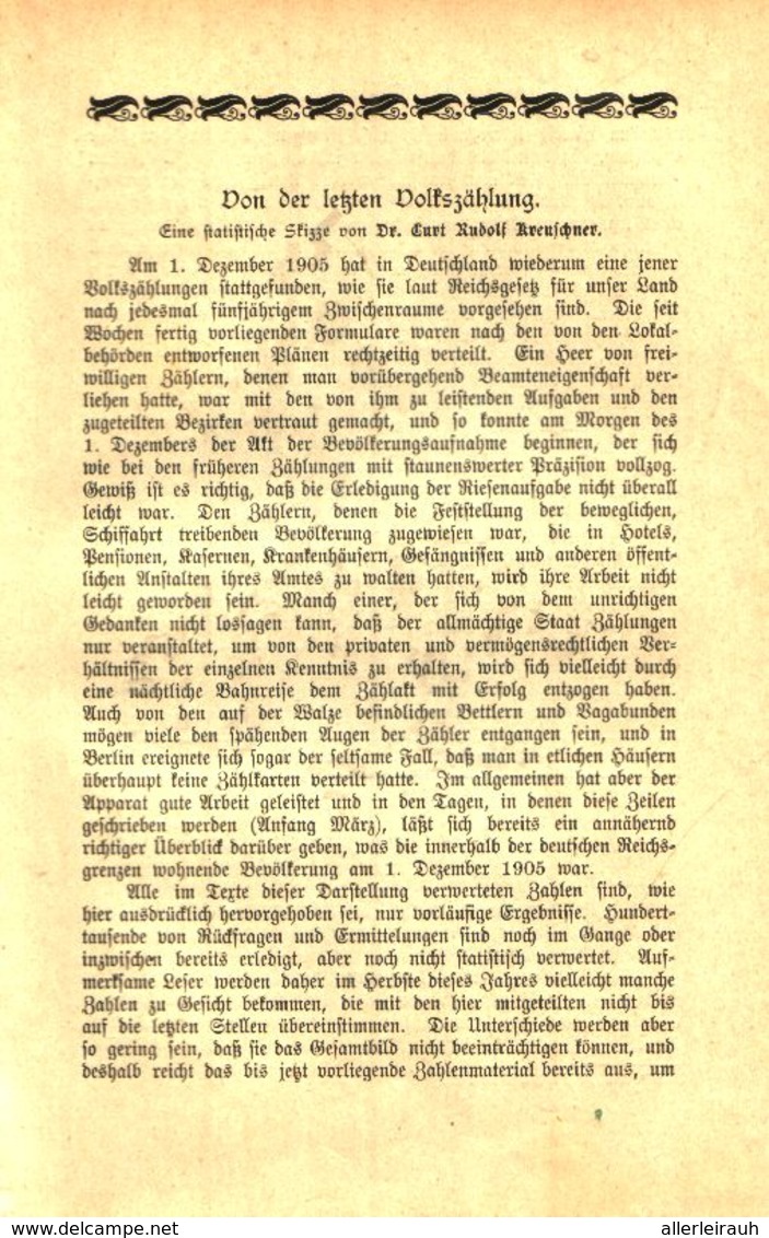 Von Der Letzten Volkszählung/ Artikel, Entnommen Aus Kalender / 1907 - Packages