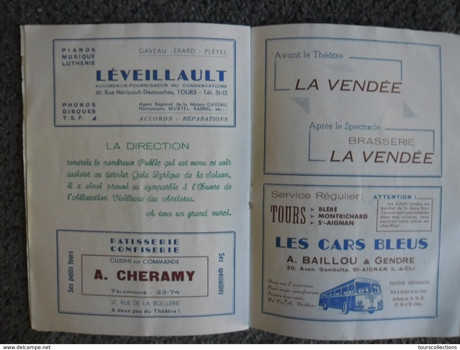 Programme GRAND THEATRE de TOURS (37) saison Lyrique 1952 - 1953