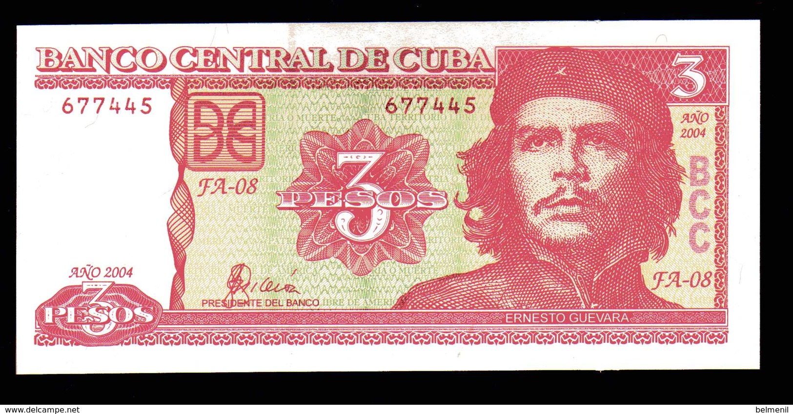 CUBA Billet De 3 Pesos Année 2004 Neuf  Fidel Castro Et Coupeur De Canne à Sucre - Cuba