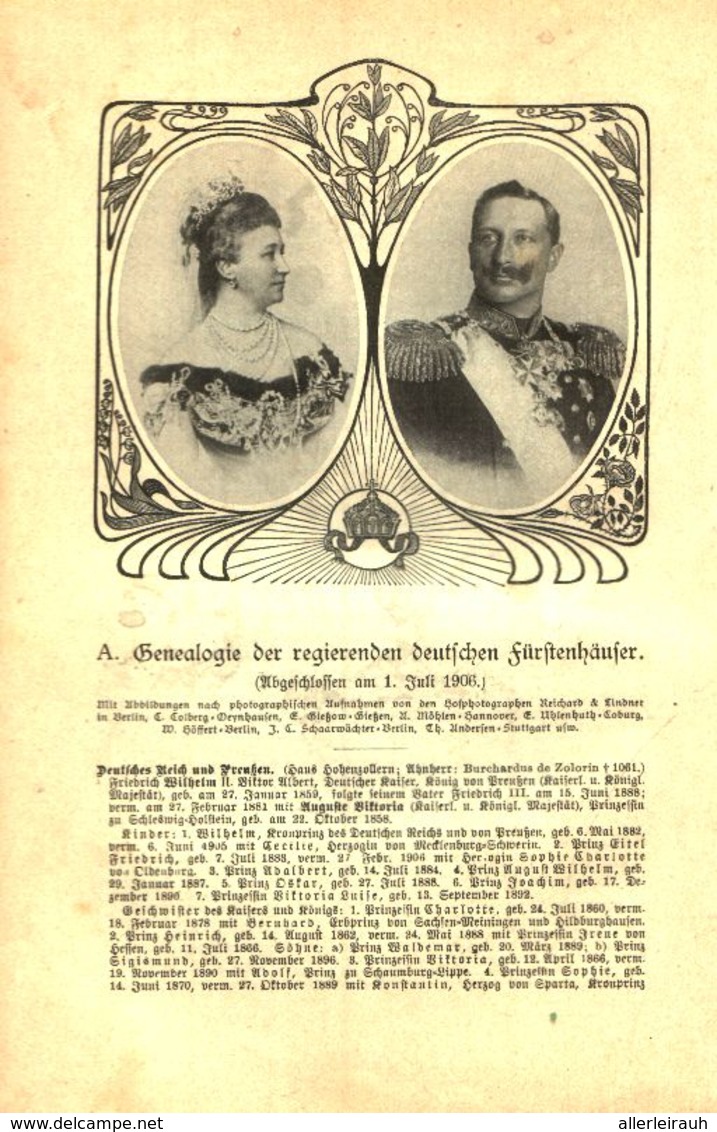 Generalogie Der Regierenden Deutschen Fuerstenhäuser / Artikel, Entnommen Aus Kalender / 1907 - Pacchi