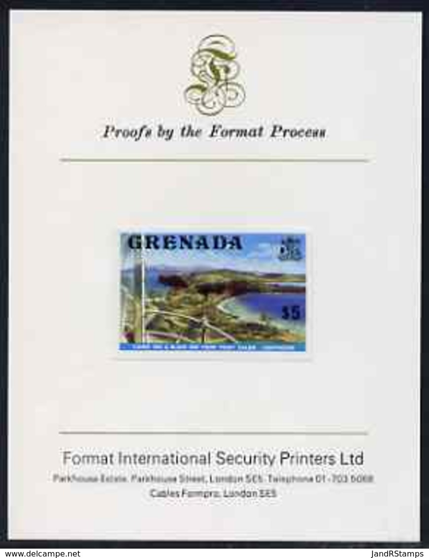 31299 Grenada 1975 Canoe Bay $5 (View From Lighthouses) Imperf Proof Mtd On Format International Proof Card (tourism) - Grenada (1974-...)