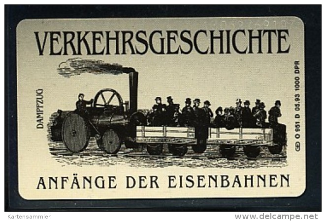 GERMANY Telefonkarte O 951 D  93 Anfänge Der Eisenbahnen -  Aufl 1000  -siehe Scan - O-Series: Kundenserie Vom Sammlerservice Ausgeschlossen