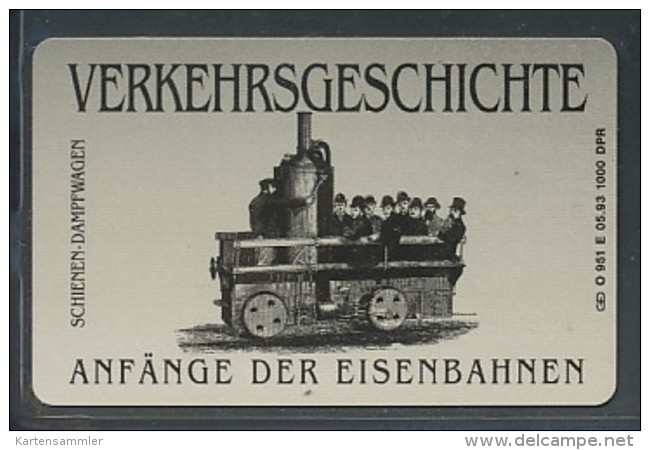 GERMANY Telefonkarte O 951 E  93 Anfänge Der Eisenbahnen -  Aufl 1000  -siehe Scan - O-Series: Kundenserie Vom Sammlerservice Ausgeschlossen