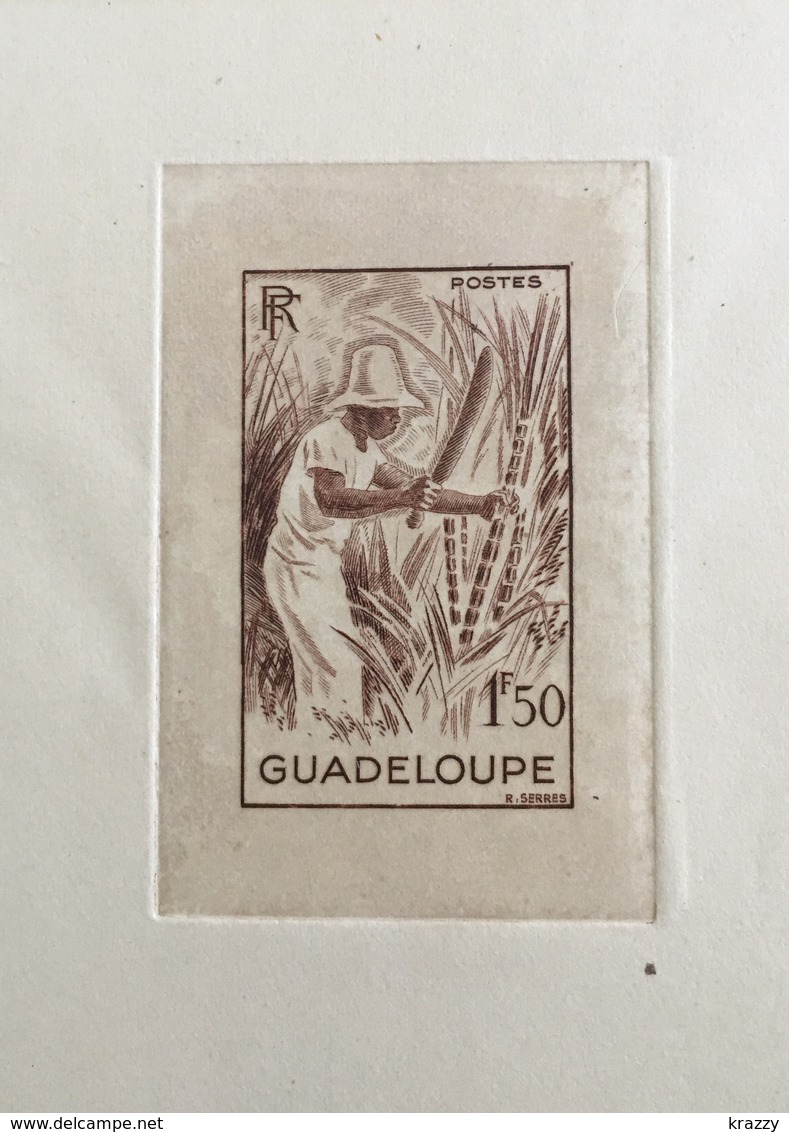 Guadeloupe 1947 Cutting Sugar Cane. Trial Color Die Proof. Scott 194. Yvert 202. - Unused Stamps