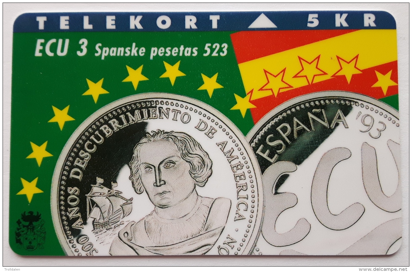 Denmark , 5 Kr ECU Spain ,  , Unused - Denmark
