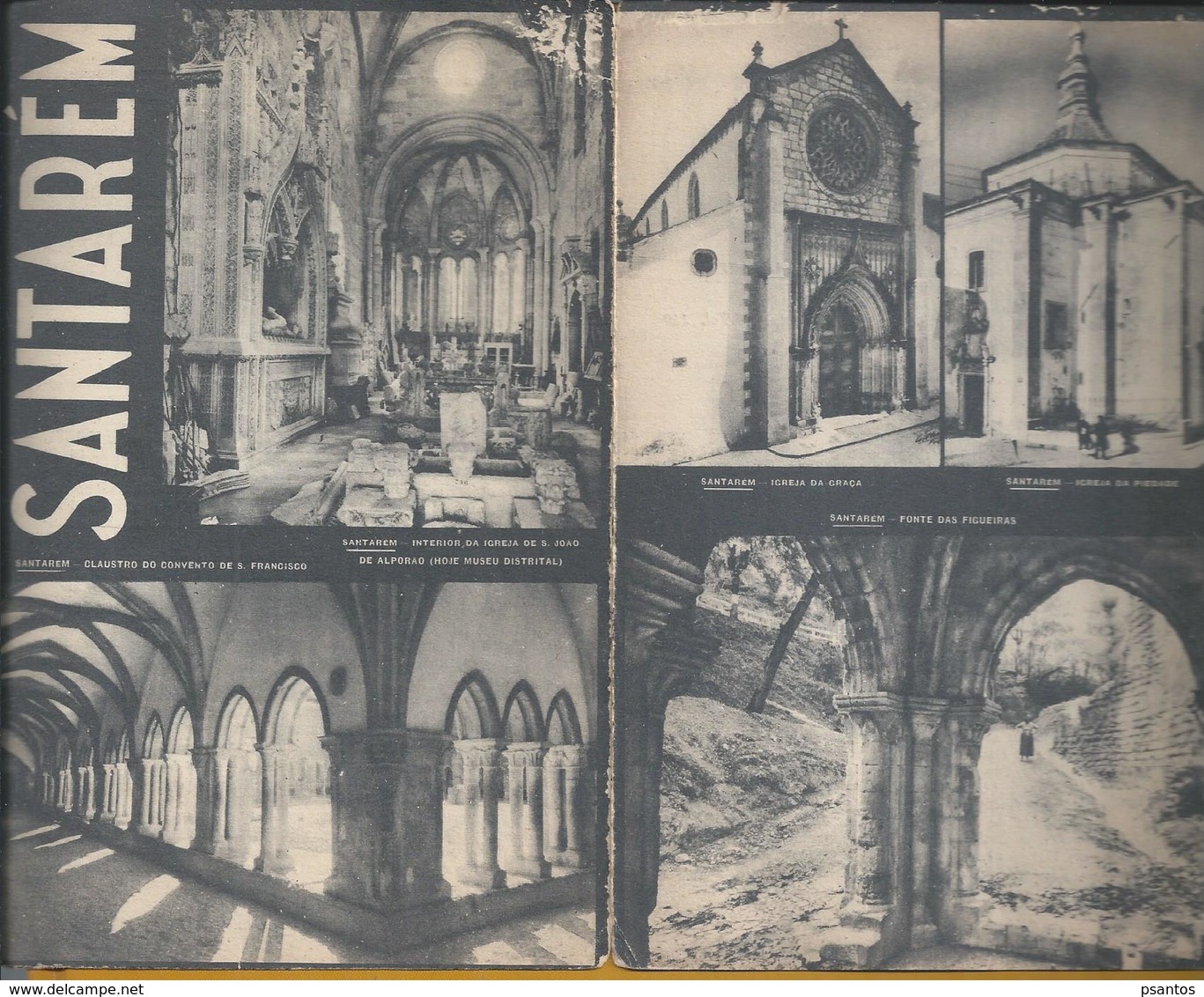 Folheto De Santarém De 1948 Editado Pelo SNI.Ribatejo.Igrejas Da Graça E Piedade.Fonte Das Figueiras.Estado Regular.2sc - Dépliants Turistici