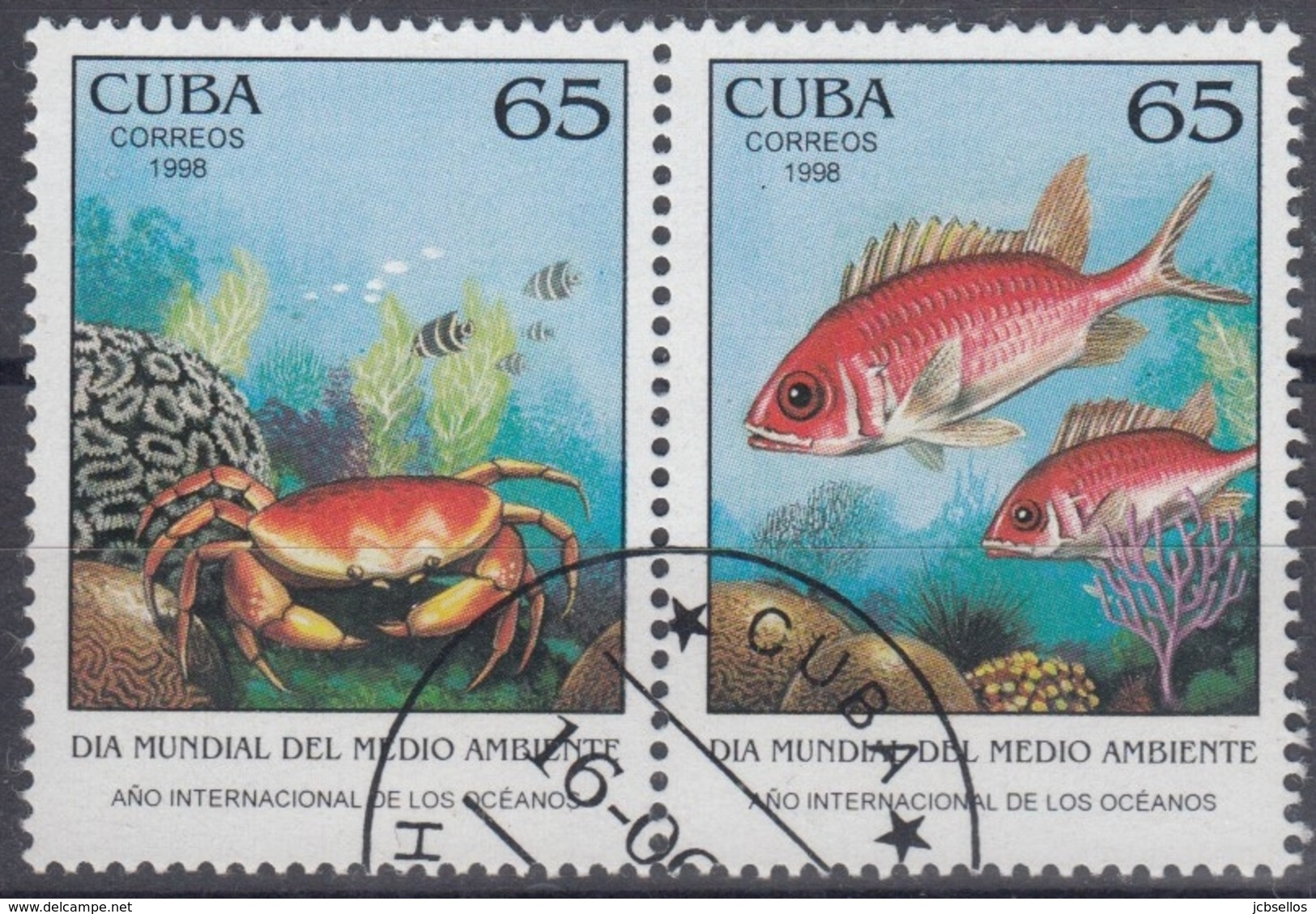 CUBA 1998 Nº 3723/24 PECES USADO - Peces