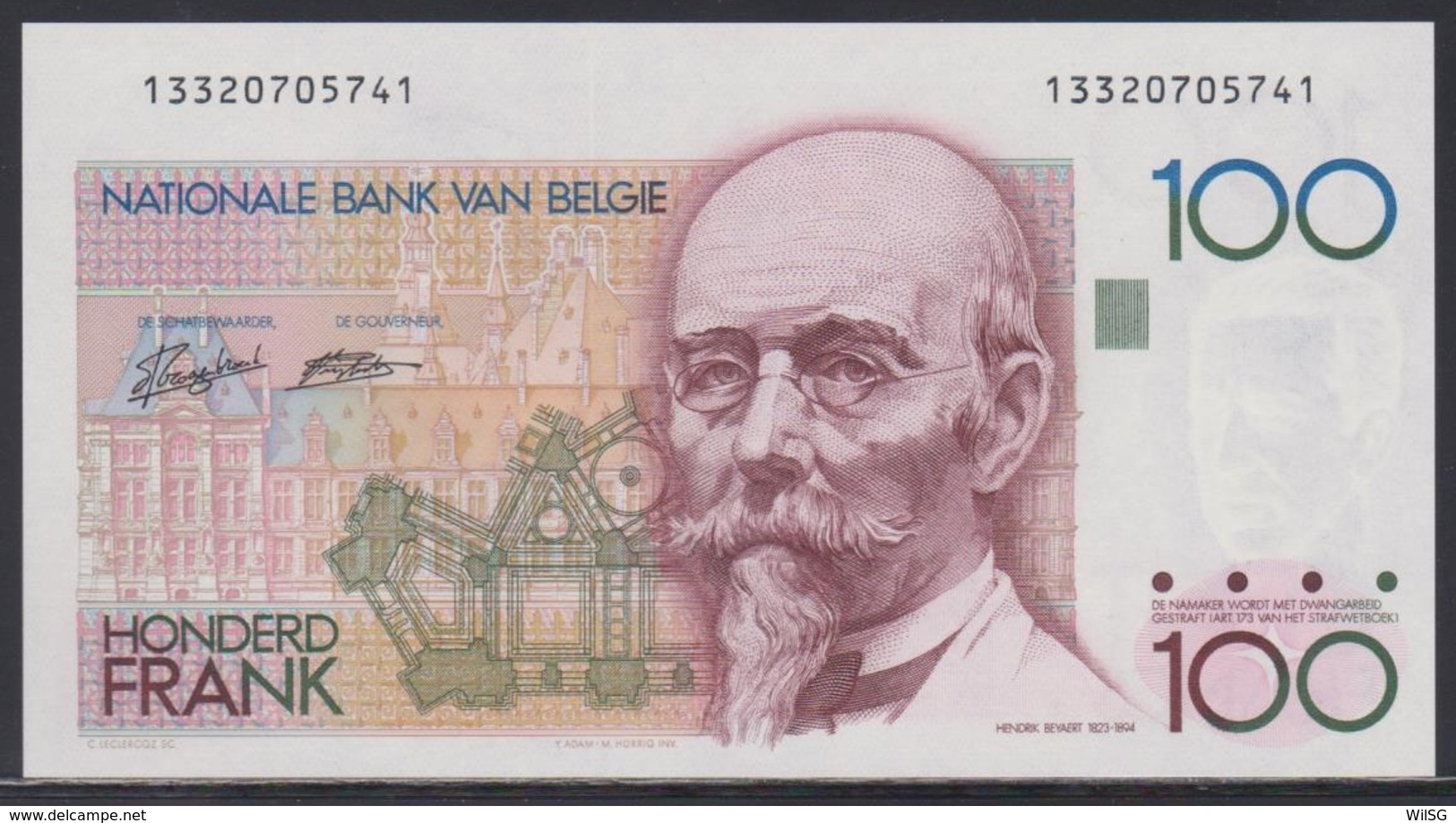 Belgien 100 Francs (ND 1982-1994) UNC - 100 Francs