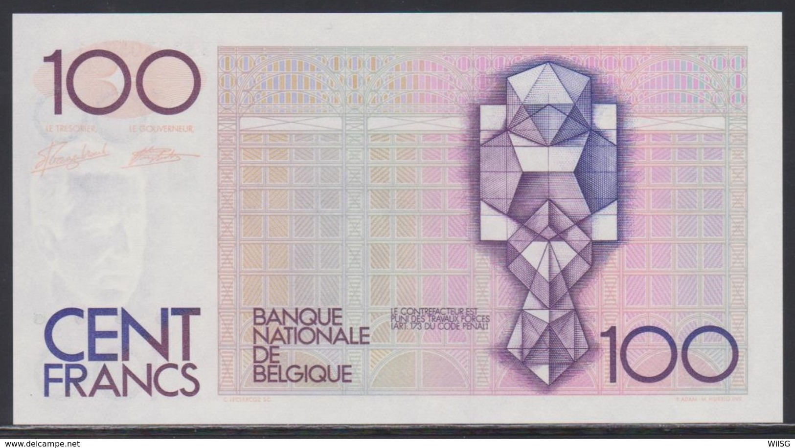 Belgien 100 Francs (ND 1982-1994) UNC - 100 Francs