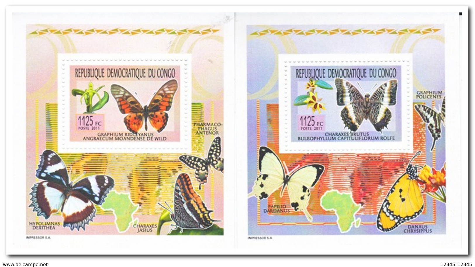 Congo 2011, Postfris MNH, Butterflies, Flowers, Orchids - Ongebruikt