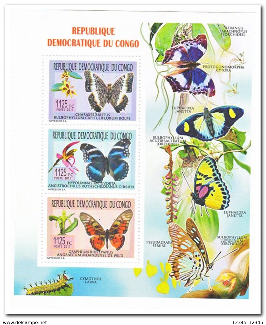 Congo 2011, Postfris MNH, Butterflies, Flowers, Orchids - Ongebruikt