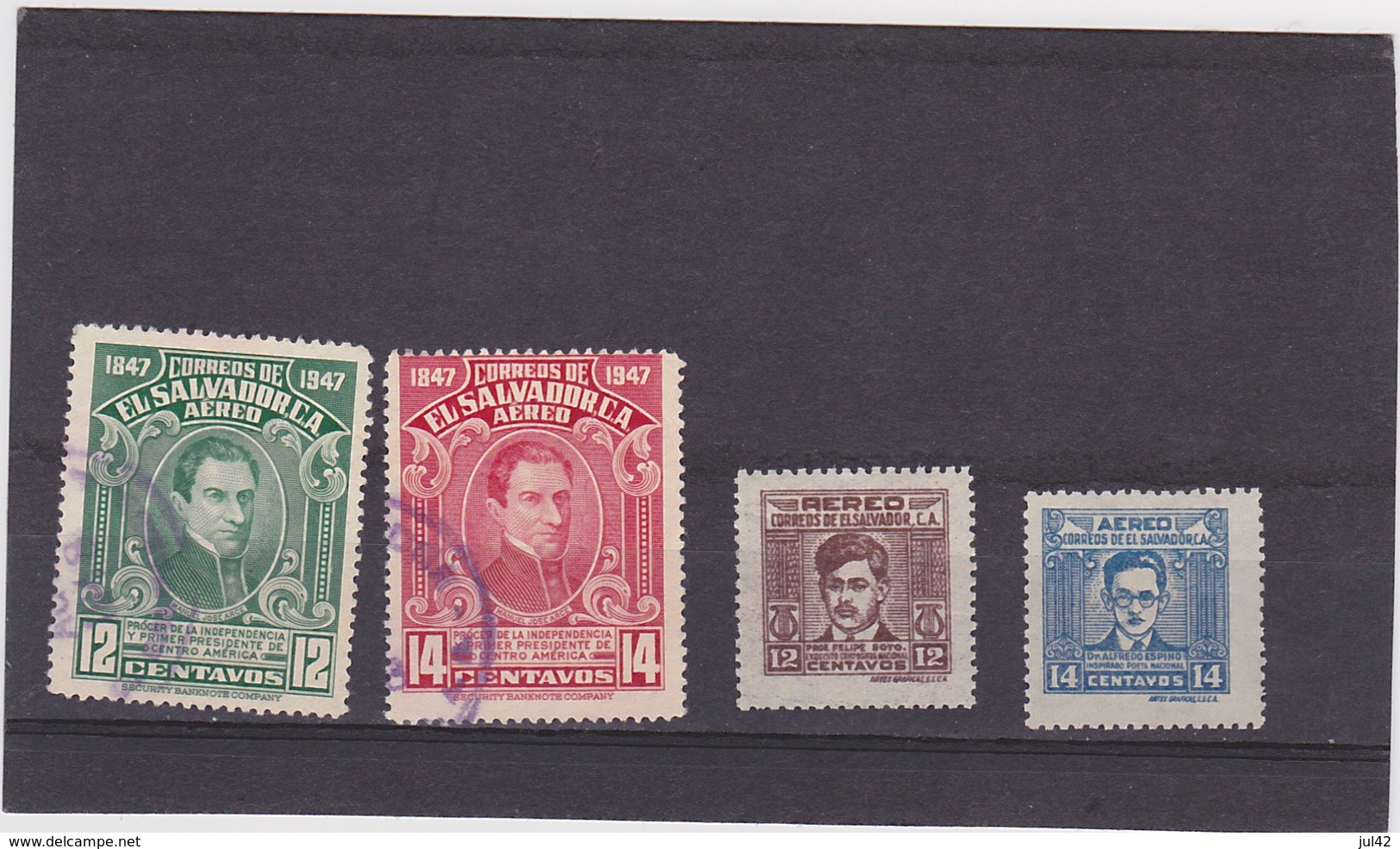 1948 Scott C106/107*,C108-109 Used, Mi.614/15, 635/36 Yv. Aer. 89/90, A 91/92 Used     071 - El Salvador