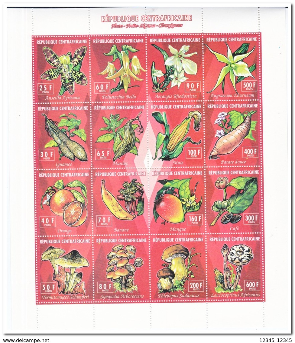 Centraal Afrika 1994, Postfris MNH, Flowers, Vegetables, Fruit, Mushrooms - Centraal-Afrikaanse Republiek