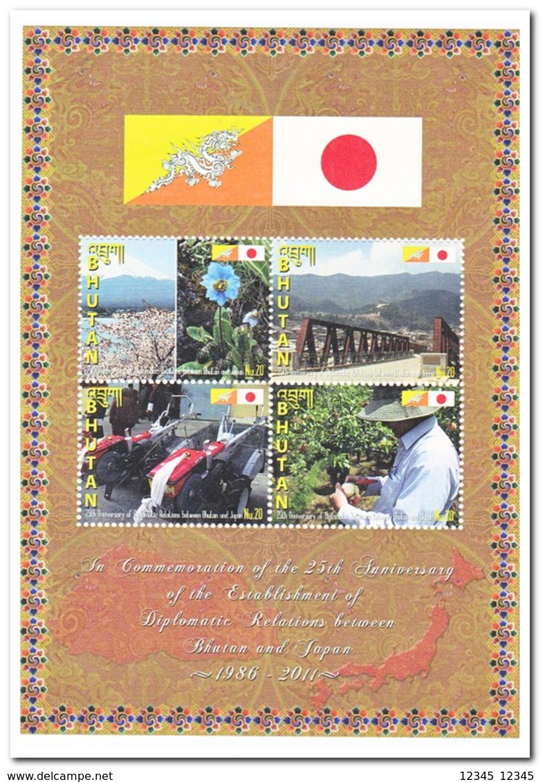 Bhutan 2011, Postfris MNH, Agriculture, Flowers, Bridge, Diplomatic Relations With Japan - Bhutan