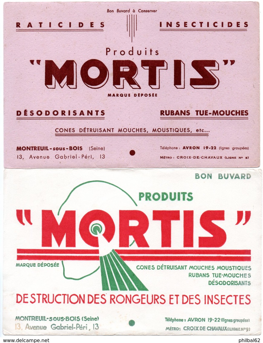 2 Buvards Mortis, Destruction Des Rongeurs Et Des Insectes. - M