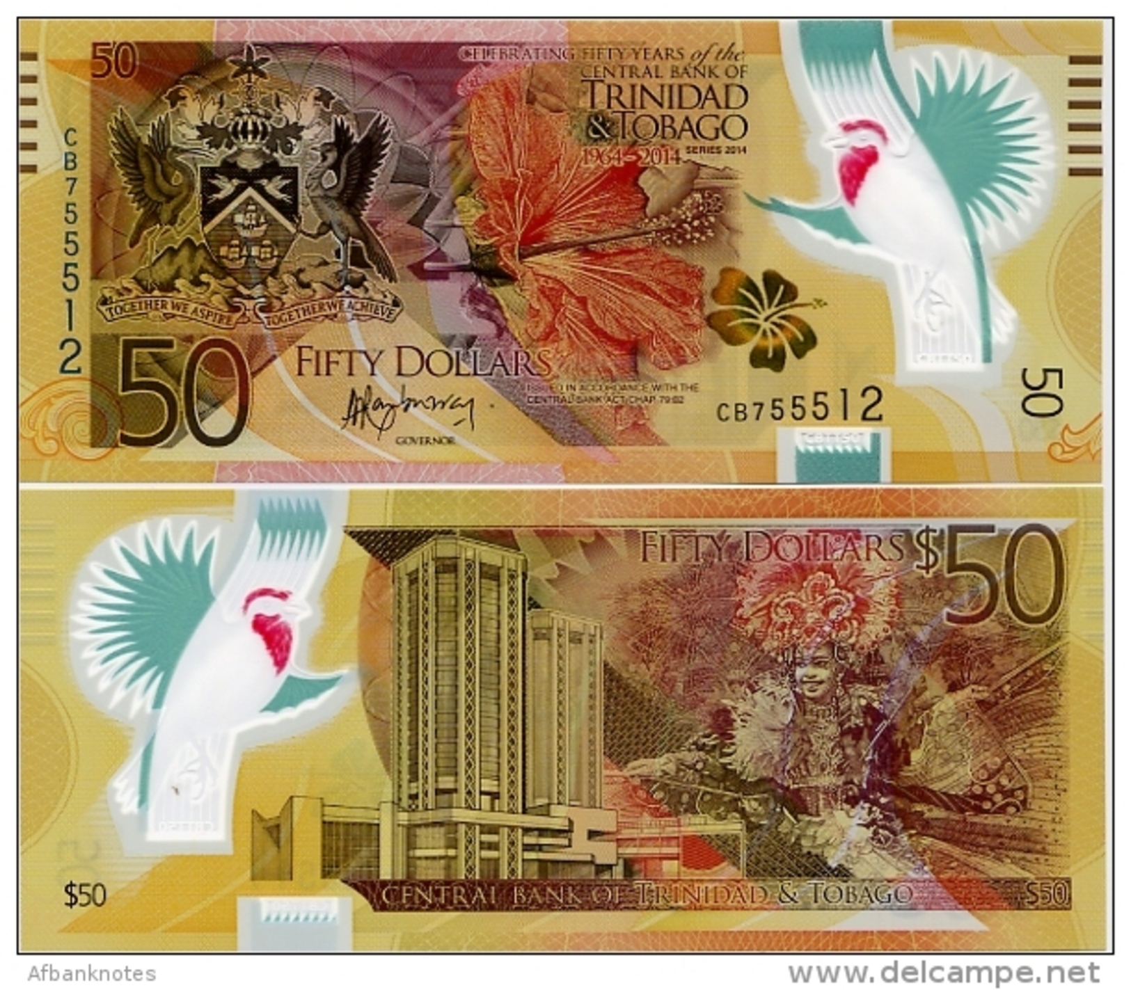 TRINIDAD & TOBAGO     50 Dollars    Comm.    P-54      2014      UNC - Trindad & Tobago