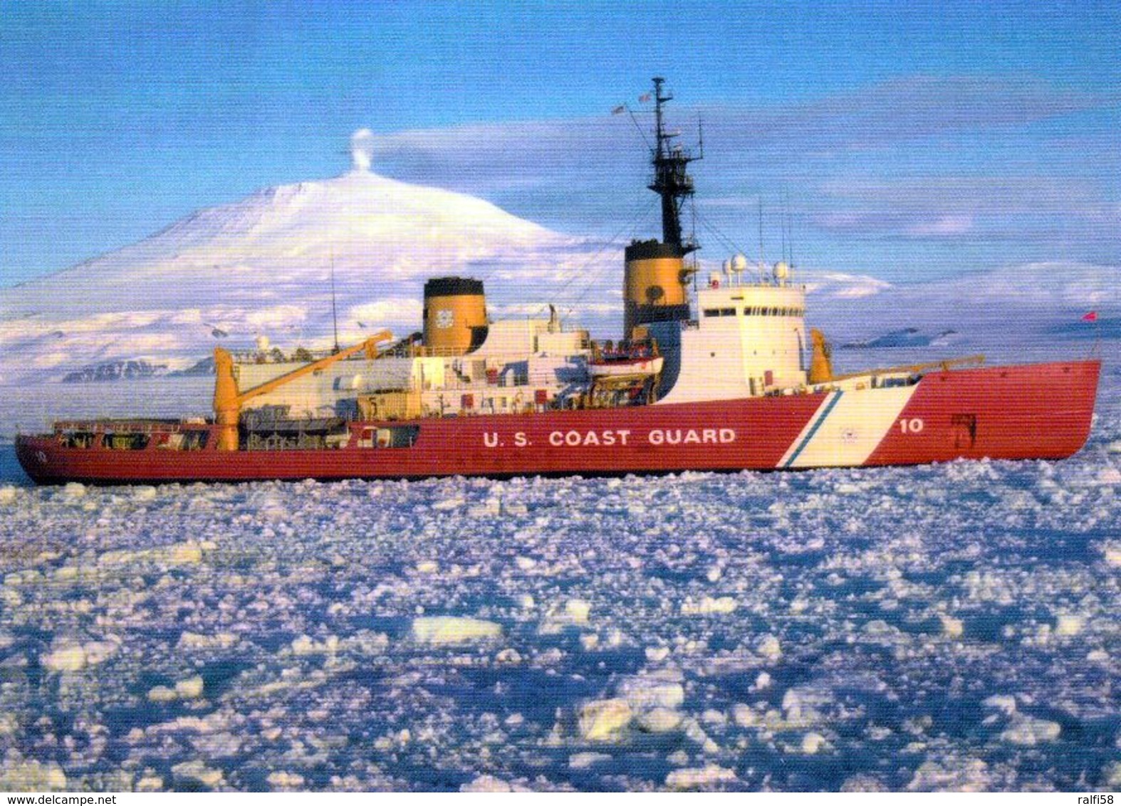 1 AK Antarctica * US Coast Guard Icebreaker "Polar Star" Works In McMurdo Station - Mt. Erebus In The Background * - Sonstige & Ohne Zuordnung