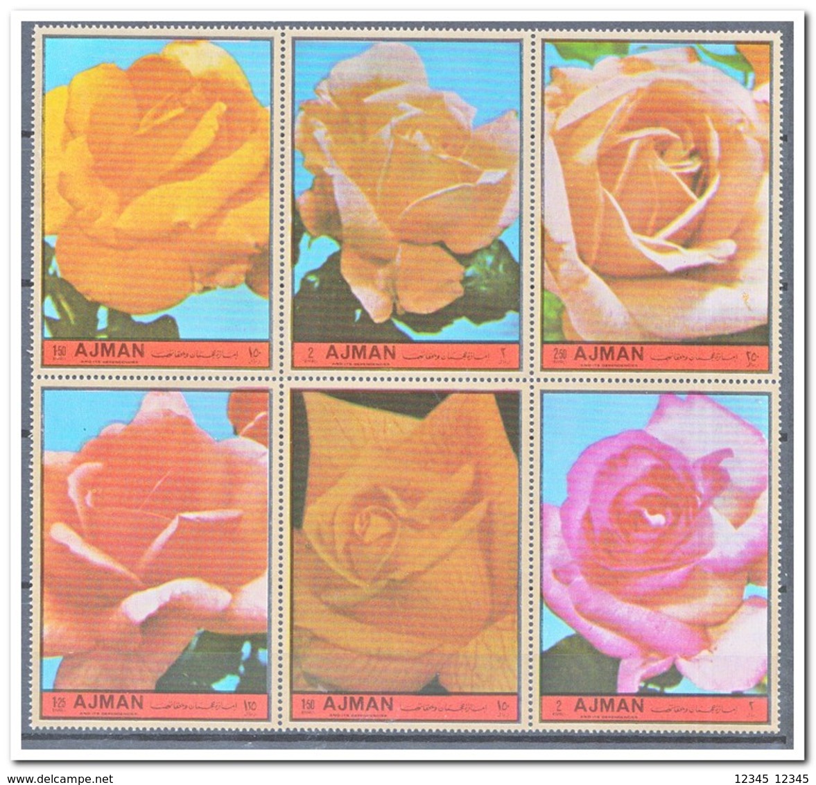 Ajman 1972, Postfris MNH, Flowers, Roses - Ajman