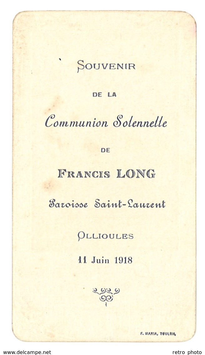 Image Pieuse, Communion Solennelle, F. Long, Ollioules - Images Religieuses