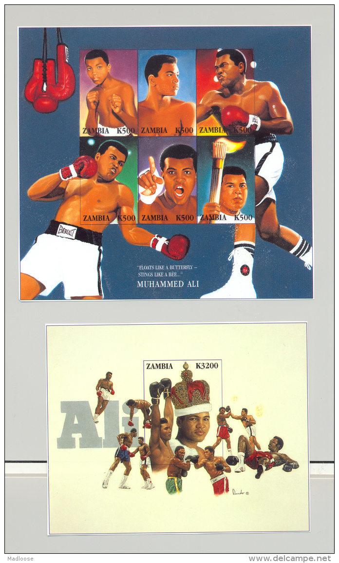Zambia 1998 Muhammad Ali, Boxing 1v.m/s Of 6 + 1v. S/s Unissued Chromalin Essays - Zambia (1965-...)