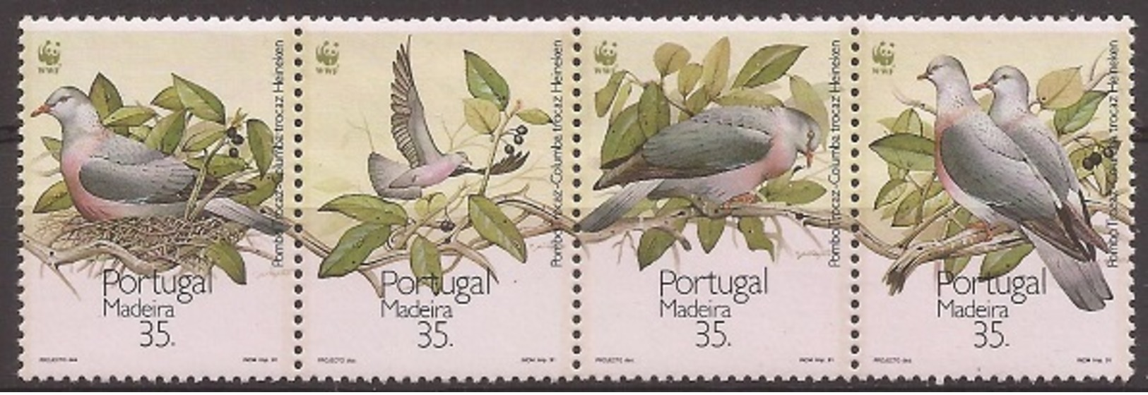 MADERE 1991 Y&T 150 à 153 Neufs ** Le Pigeon Trocaz - WWF / Columba Trocaz - Ongebruikt