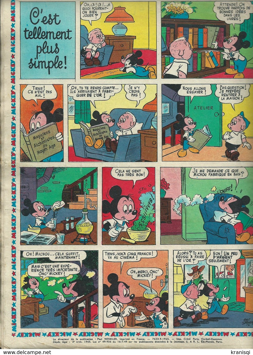 Livre Lot De 3 No , Le Journal De Mickey Des Années 1965 - Wholesale, Bulk Lots