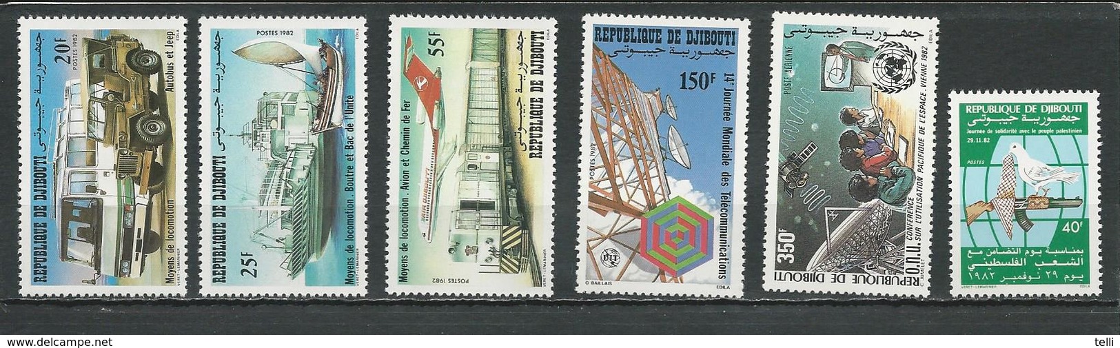 DJIBOUTI Scott 548-550, 547, C165, 557 Yvert 554-556, 553, PA171, 563 (6) ** Cote 8,00 $ 1982 - Djibouti (1977-...)