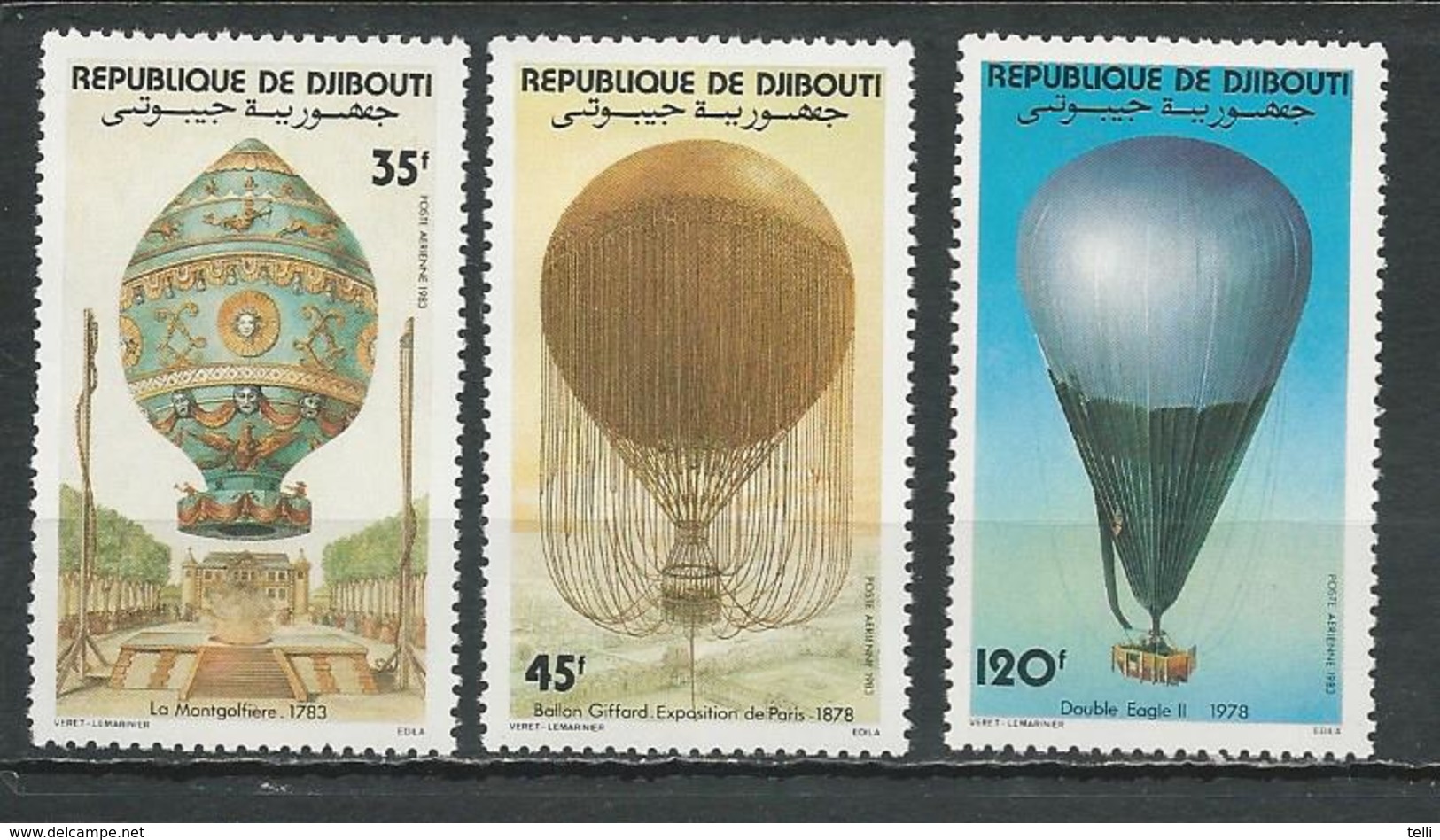 DJIBOUTI Scott C172-C174 Yvert PA178-PA180 (3) ** Cote 4,50 $ 1983 - Djibouti (1977-...)