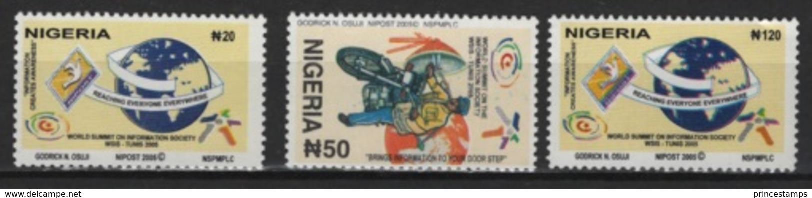 Nigeria (2005) Yv. 771/73  /  Postman - Cartero - Motorbike - Communication - Correo Postal