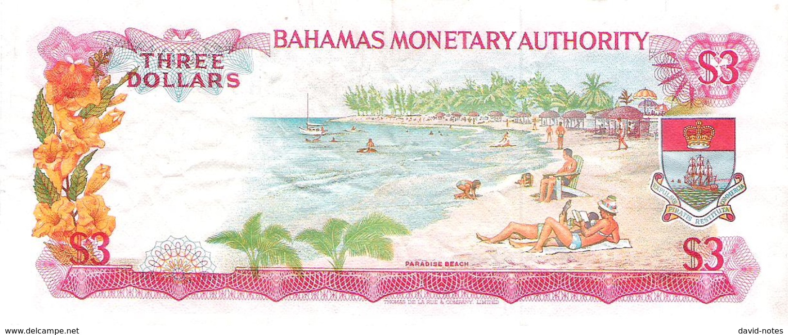 Bahamas - Pick 28a - 3 Dollars 1968 - F+ - Bahamas