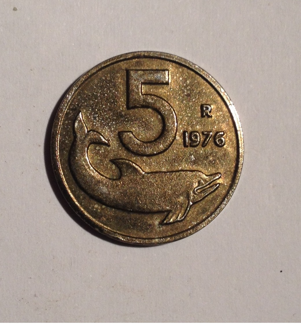 TOKEN JETON GETTONE RICONIO DI MONETA DELLA REPUBBLICA DA 5 LIRE 1976 - Monétaires/De Nécessité