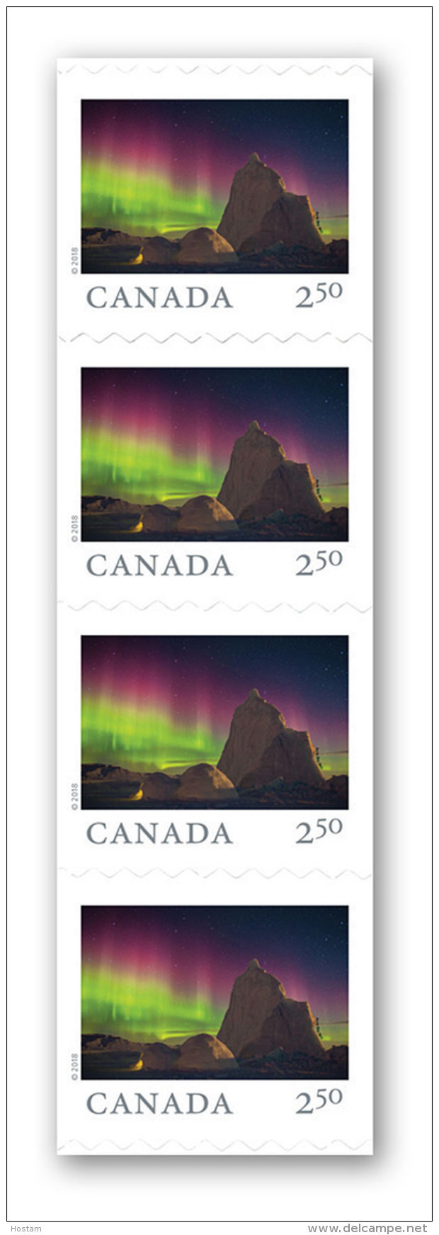 CANADA 2018  FROM FAR &amp; WIDE ( TERRE DE NOS AIEUX) COIL STAMP STRIP Of 4 STAMPS  LIGHT SHOW --NUNAVUT ARTIC BAY - Coil Stamps