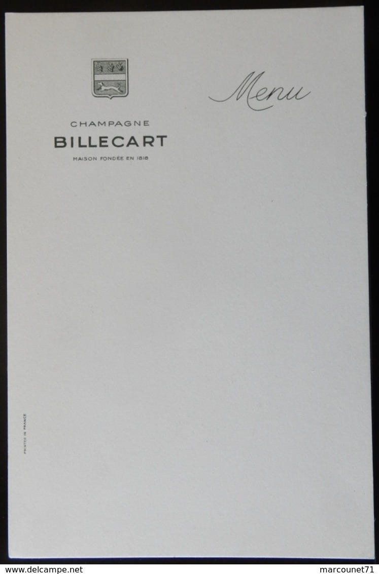 ANCIEN MENU CHAMPAGNE BILLECART - Menus