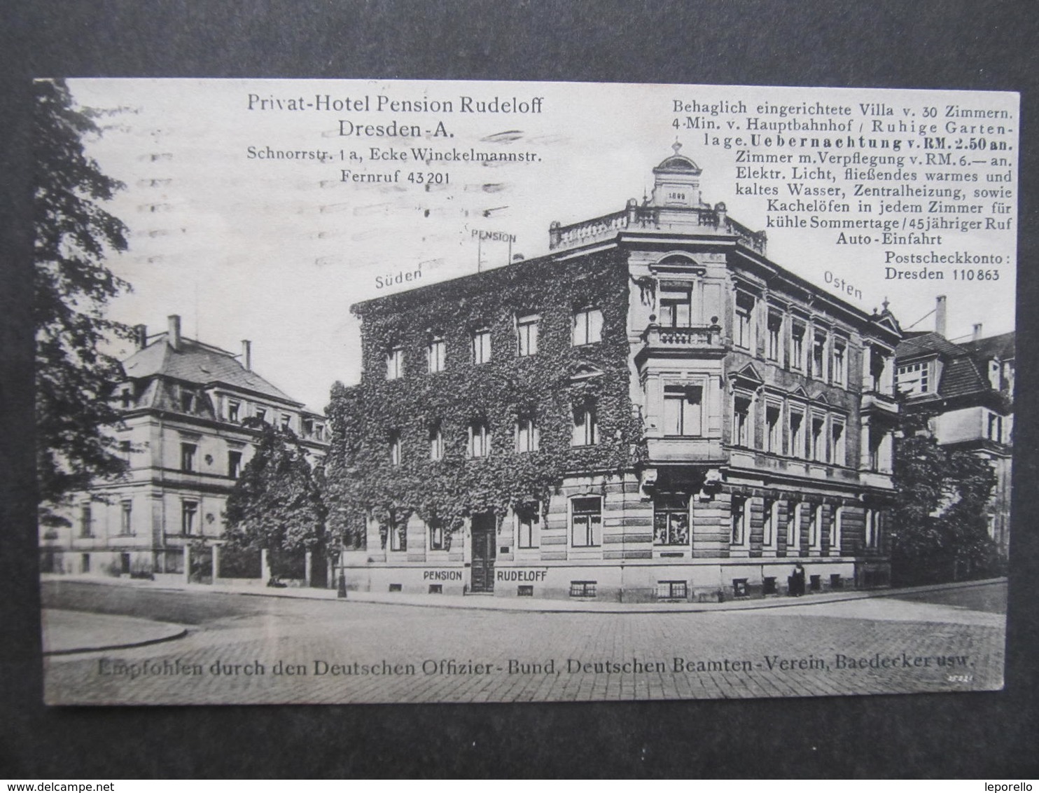 AK DRESDEN Schnorrstrasse Hotel Rudeloff 1931 //  D*31190 - Dresden